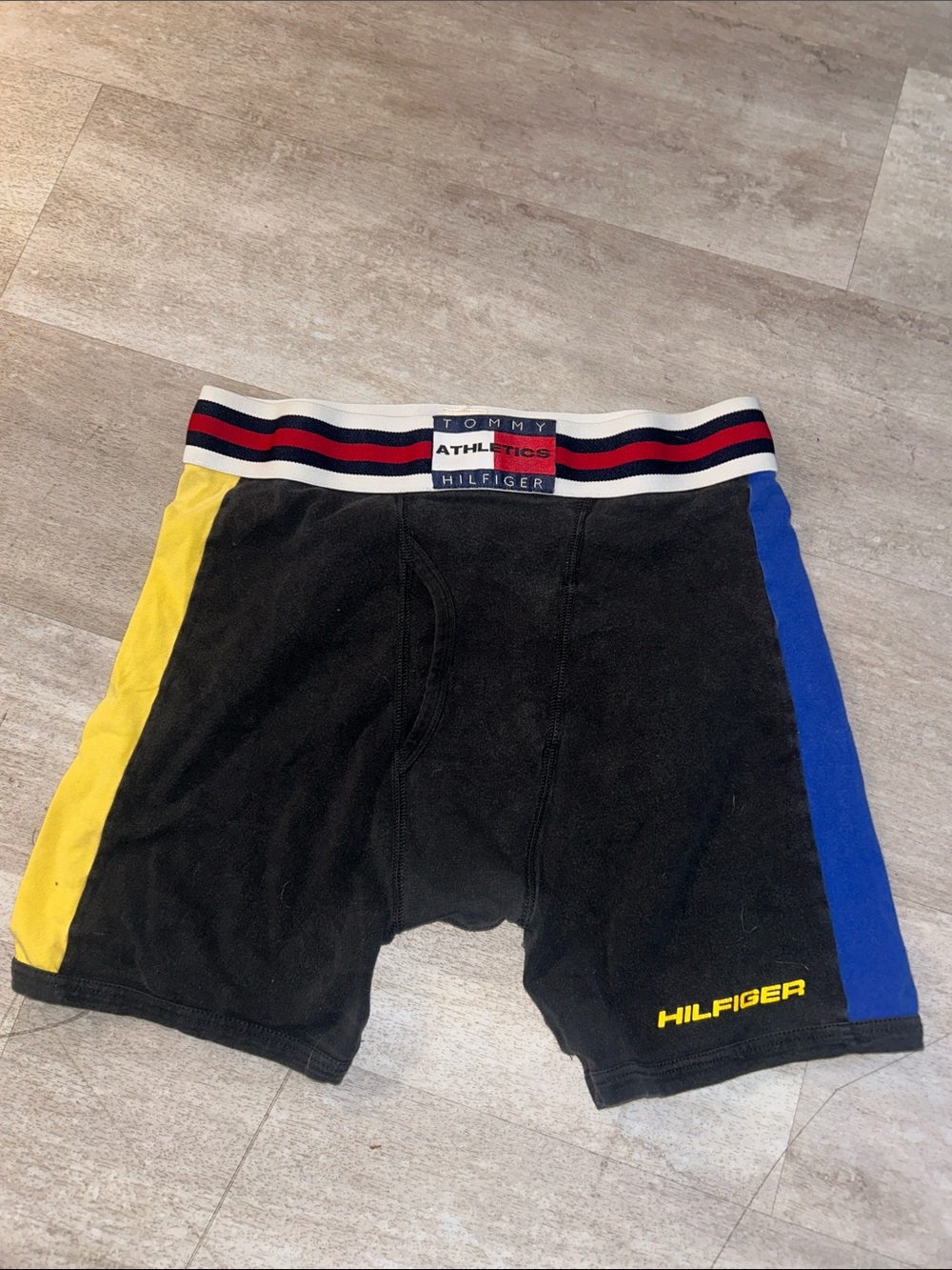 Tommy Hilfiger Athletics Black Boxer Briefs with Yellow & Blue Panels